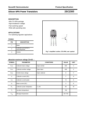 2SC2305 Datasheet PDF SavantIC Semiconductor 