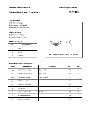 2SC2429 Datasheet PDF SavantIC Semiconductor 