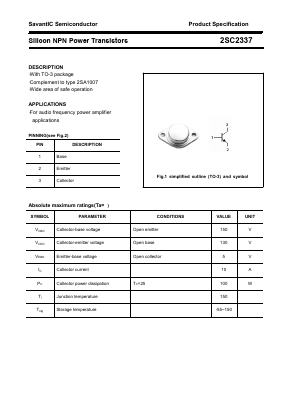 2SC2337 Datasheet PDF SavantIC Semiconductor 