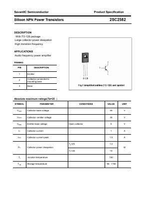 C2582 Datasheet PDF SavantIC Semiconductor 