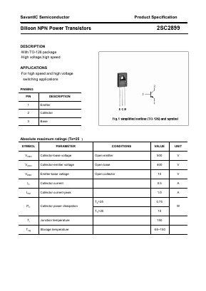 2SC2899 Datasheet PDF SavantIC Semiconductor 