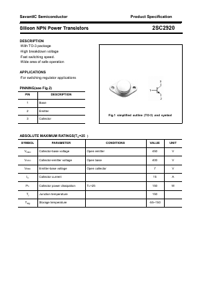 2SC2920 Datasheet PDF SavantIC Semiconductor 