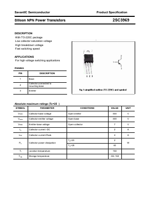 2SC3969 Datasheet PDF SavantIC Semiconductor 