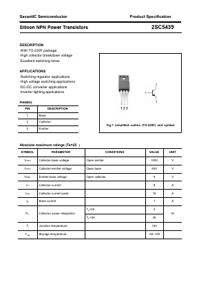 2SC5439 Datasheet PDF SavantIC Semiconductor 