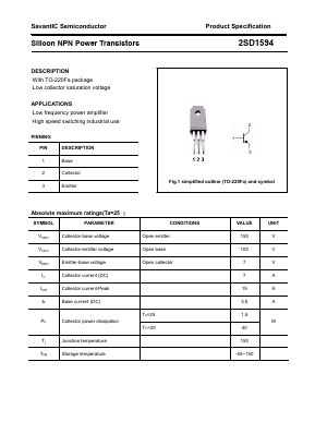 2SD1594 Datasheet PDF SavantIC Semiconductor 