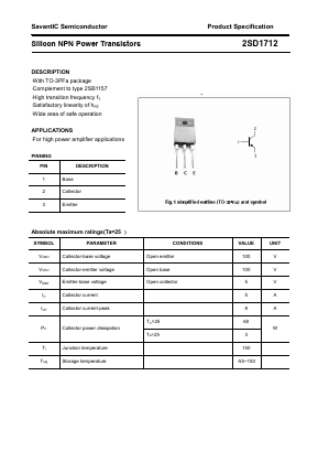 2SD1712 Datasheet PDF SavantIC Semiconductor 