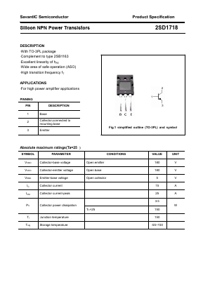 2SD1718 Datasheet PDF SavantIC Semiconductor 