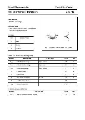 2N3716 Datasheet PDF SavantIC Semiconductor 