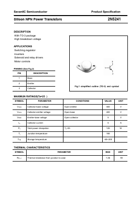 2N5241 Datasheet PDF SavantIC Semiconductor 