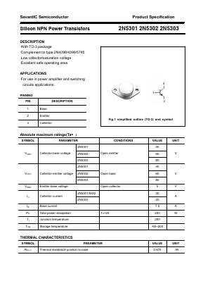 2N5301 Datasheet PDF SavantIC Semiconductor 