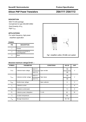 2SA1112 Datasheet PDF SavantIC Semiconductor 