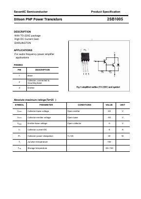 B1005 Datasheet PDF SavantIC Semiconductor 
