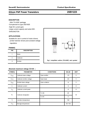 2SB1223 Datasheet PDF SavantIC Semiconductor 