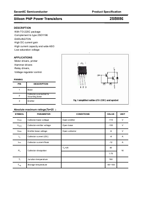 B886 Datasheet PDF SavantIC Semiconductor 