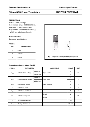 D2374 Datasheet PDF SavantIC Semiconductor 