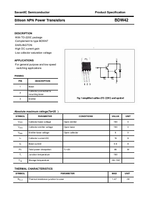 BDW42 Datasheet PDF SavantIC Semiconductor 