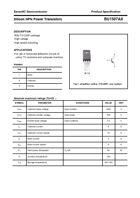 BU1507AX Datasheet PDF SavantIC Semiconductor 