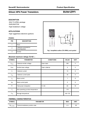 BU941ZPFI Datasheet PDF SavantIC Semiconductor 