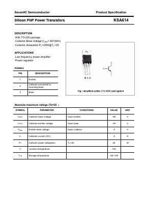 KSA614 Datasheet PDF SavantIC Semiconductor 