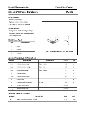 MJ410 Datasheet PDF SavantIC Semiconductor 