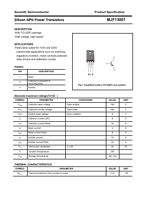 MJF13007 Datasheet PDF SavantIC Semiconductor 