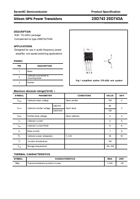 D743 Datasheet PDF SavantIC Semiconductor 