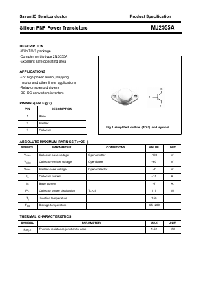 MJ2955A Datasheet PDF SavantIC Semiconductor 