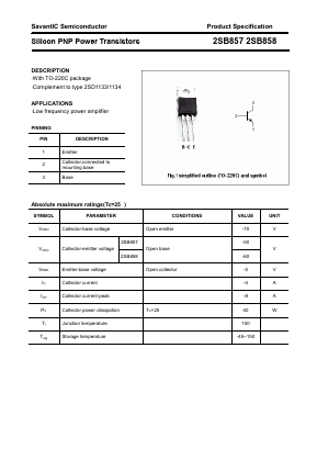 2SB857 Datasheet PDF SavantIC Semiconductor 