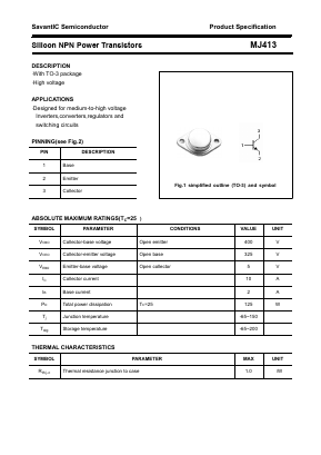 MJ413 Datasheet PDF SavantIC Semiconductor 