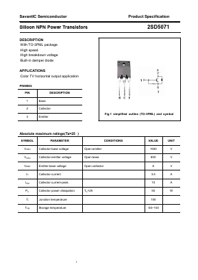 2SD5071 Datasheet PDF SavantIC Semiconductor 