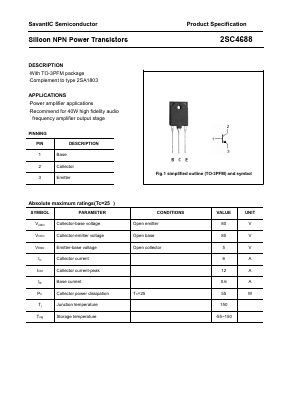 2SC4688 Datasheet PDF SavantIC Semiconductor 