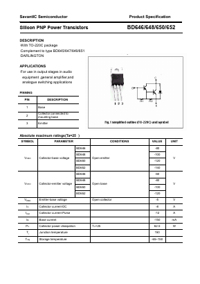 BD647 Datasheet PDF SavantIC Semiconductor 