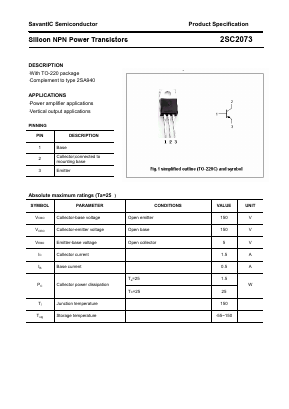 2SC2073 Datasheet PDF SavantIC Semiconductor 