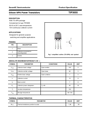 TIP3055 Datasheet PDF SavantIC Semiconductor 