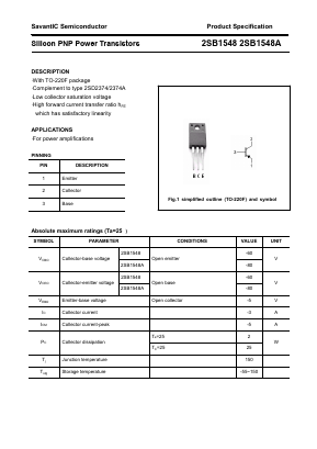 2SB1548A Datasheet PDF SavantIC Semiconductor 