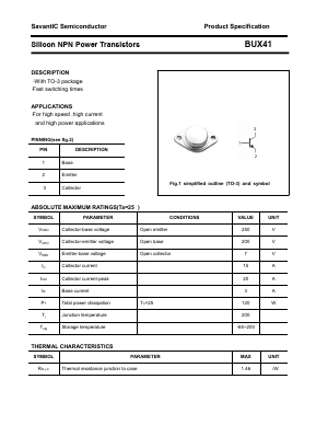 BUX41 Datasheet PDF SavantIC Semiconductor 