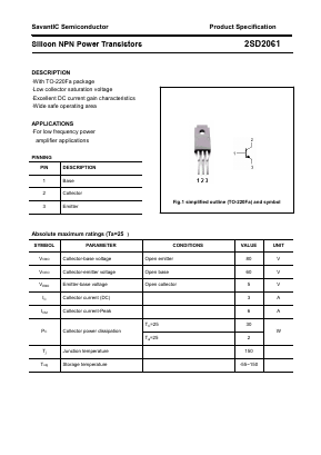 2SD2061 Datasheet PDF SavantIC Semiconductor 