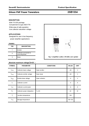 2SB1334F Datasheet PDF SavantIC Semiconductor 