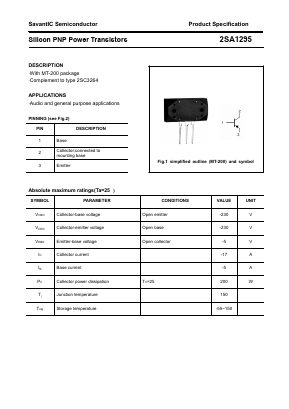 2SA1295 Datasheet PDF SavantIC Semiconductor 