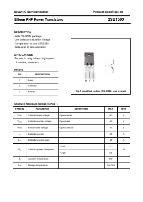 2SB1509 Datasheet PDF SavantIC Semiconductor 