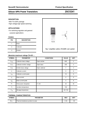 2SC5241 Datasheet PDF SavantIC Semiconductor 