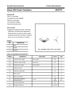 2N3773 Datasheet PDF SavantIC Semiconductor 