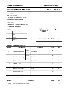 2N3791 Datasheet PDF SavantIC Semiconductor 