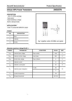 D2578 Datasheet PDF SavantIC Semiconductor 