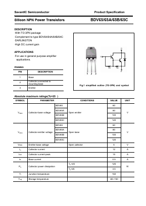 BDV65B Datasheet PDF SavantIC Semiconductor 