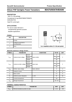 BD678 Datasheet PDF SavantIC Semiconductor 