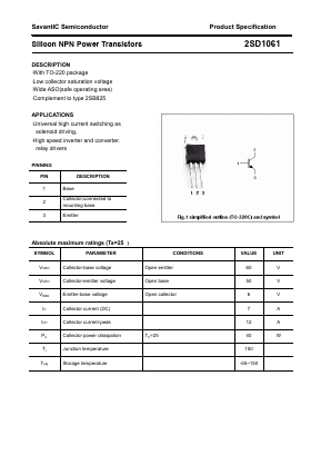 D1061 Datasheet PDF SavantIC Semiconductor 