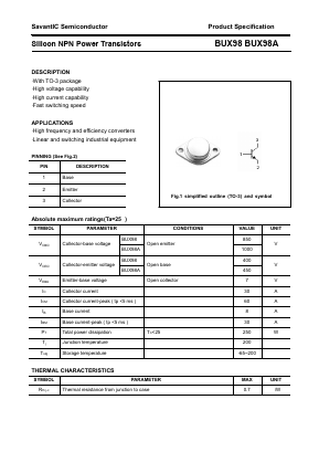 BUX98A Datasheet PDF SavantIC Semiconductor 