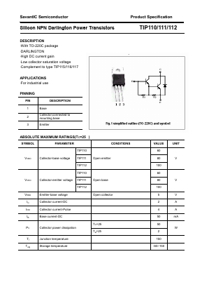 TIP110 Datasheet PDF SavantIC Semiconductor 