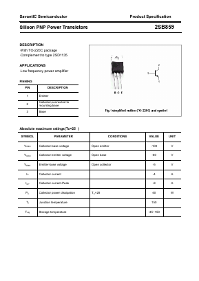 2SB859 Datasheet PDF SavantIC Semiconductor 